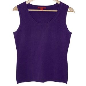 Saffron Womens 100% Cashmere Sleeveless Scoop Neck Sweater Tank Top Purple Small